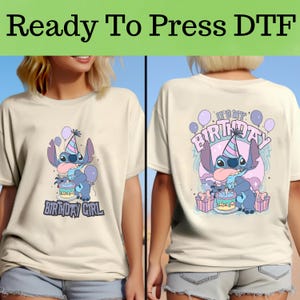 Camiseta Stitch &quot;Es mi cumpleaños&quot; (DTF), transferencia DTF de personajes de Disney Stitch, camiseta DTF de Lilo de Disney, camiseta de Stitch y Lilo de Disney, camiseta de Stitch, camiseta de Disney