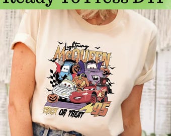 Lightning McQueen and Friends Halloween DTF, Disney Cars DTF Transfer, Disney Cars DTF, Lightning McQueen Halloween Shirt, Disney Cars Shirt