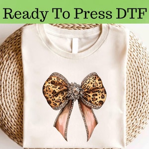 Leopard Coquette Bow DTF, Girly Girl Bow Aesthetic DTF Transfer, Girly Bow Trending DTF, Watercolor Coquette Bow, Coquette Aesthetic Bow