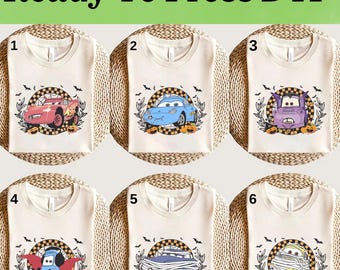 Lightning McQueen and Friends Halloween DTF, Disney Cars DTF Transfer, Disney Cars DTF, Lightning McQueen Halloween Shirt, Disney Cars Shirt