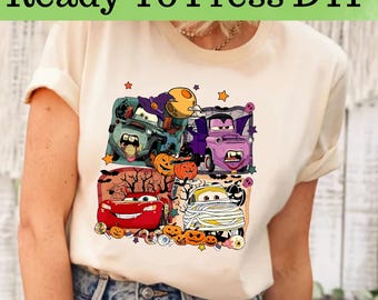 Lightning McQueen and Friends Halloween DTF, Disney Cars DTF Transfer, Disney Cars DTF, Lightning McQueen Halloween Shirt, Disney Cars Shirt