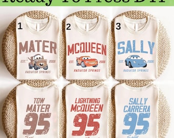 Disney Cars Characters DTF, Disney Cars DTF Transfer, Lightning McQueen and Friends DTF, Disney Lightning McQueen Shirt, Disney Cars Shirt