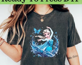 Disney Frozen Elsa DTF, Elsa Watercolor DTF Transfer, Disney Frozen Elsa And Anna DTF, Disney Elsa Frozen Shirt, Elsa And Anna Shirt