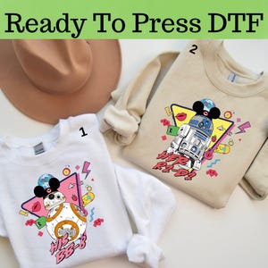 Star Wars His BB-8 And Her R2-D2 DTF, Disney Star Wars DTF Transfer, Star Wars Characters Dtf, Disney Star Wars Shirt