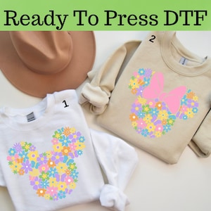 Festival de las Flores de Mickey y Minnie de Disney (DTF), DTF de Minnie Mouse de Disney, Transferencia DTF de Mickey Mouse, Camiseta Disney, DTF de Mickey y Minnie