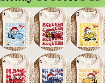 Disney Cars Characters Christmas DTF, Disney Cars Christmas DTF Transfer, Disney Cars DTF, Lightning McQueen Christmas Shirt, Cars Shirt