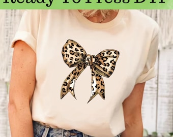 Leopard Coquette Bow DTF, Girly Girl Bow Aesthetic DTF Transfer, Girly Bow Trending DTF, Watercolor Coquette Bow, Coquette Aesthetic Bow