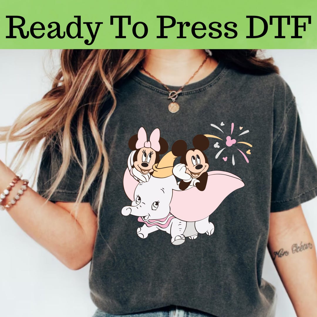 Disney Dumbo Mickey and Minnie DTF, Disney Baby Elephant DTF Transfer ...