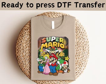 Super Mario Friends DTF Transfer, Mario Luigi Yoshi Bowser Shirt Graphic