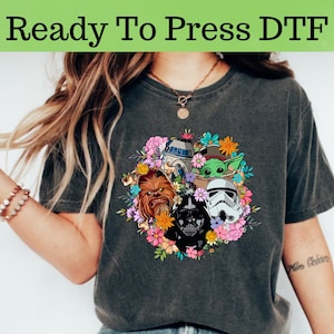 Disney Star Wars Retro Flower DTF, Star Wars Darth Vader DTF Transfer, Star Wars DTF, Disney Star Wars Shirt, Star Wars Characters Shirt