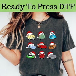 Disney Cars Characters Christmas DTF, Disney Cars Christmas DTF Transfer, Disney Cars DTF, Lightning McQueen Christmas Shirt, Cars Shirt
