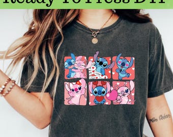 Disney Stitch And Angel DTF, Disney Stitch DTF Transfer, Disney Angel DTF, Disney Stitch And Angel Shirt, Stitch Angel Couple Shirt
