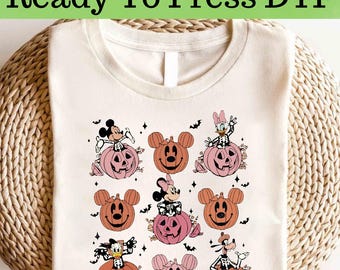 Musse Pigg och vänner Halloween DTF, Musse Pigg-karaktärer Halloween DTF, Bus eller godis Halloween DTF-överföring, Musse Pigg och vänner DTF