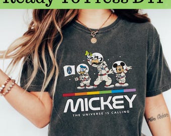 Disney Mickey The Universe Is Calling DTF, Disney Mickey Characters DTF, Mickey Mouse DTF Transfer, Mickey and Friends Characters Shirt