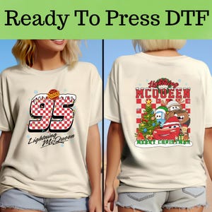 Lightning McQueen Christmas DTF, Disney Cars Christmas DTF Transfer, Disney Cars DTF, Lightning McQueen Christmas Shirt,Disney Christmas Tee