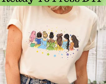 Princesas Disney DTF, transferencia DTF de la princesa Rapunzel de Disney, DTF de personajes de princesas de Disney, camiseta de princesas de Disney, camiseta de personajes de princesas