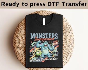 Disney Monsters Inc DTF Transfer, Movie Shirt Design