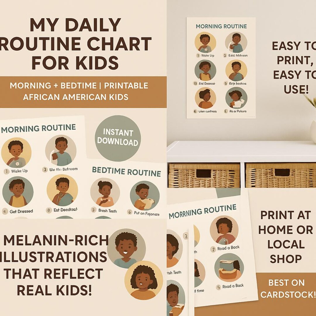 Printable Visual Routine Chart for Kids | Morning & Bedtime Schedule ...