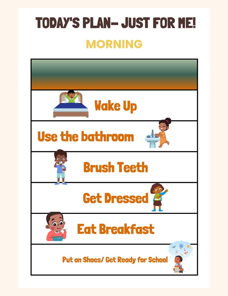 Printable Visual Routine Chart for Kids | Morning & Bedtime Schedule ...
