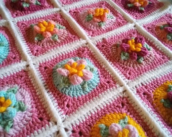 Manta de crochet para bebé/cochecito