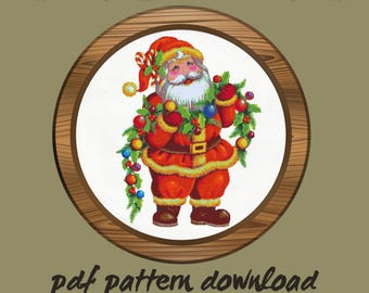 Father Christmas Cross Stitch Pattern: Noel Santa Claus Xmas (PDF Download)