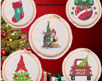 Christmas Ornaments Cross Stitch Pattern: Holiday Decor Set (PDF Pattern)