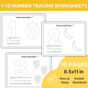 Number Tracing Worksheets 1-10,Tracing Numbers, Preschool Printables, Printable Activities, Learning Numbers, Kids Printable Activities,