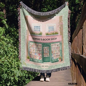Personalized Bookish Woven Throw Blanket Book Lover | Booktok Custom Tapestry, Library Decor, Bookshop-Themed Reader Gift, Book Club Sign