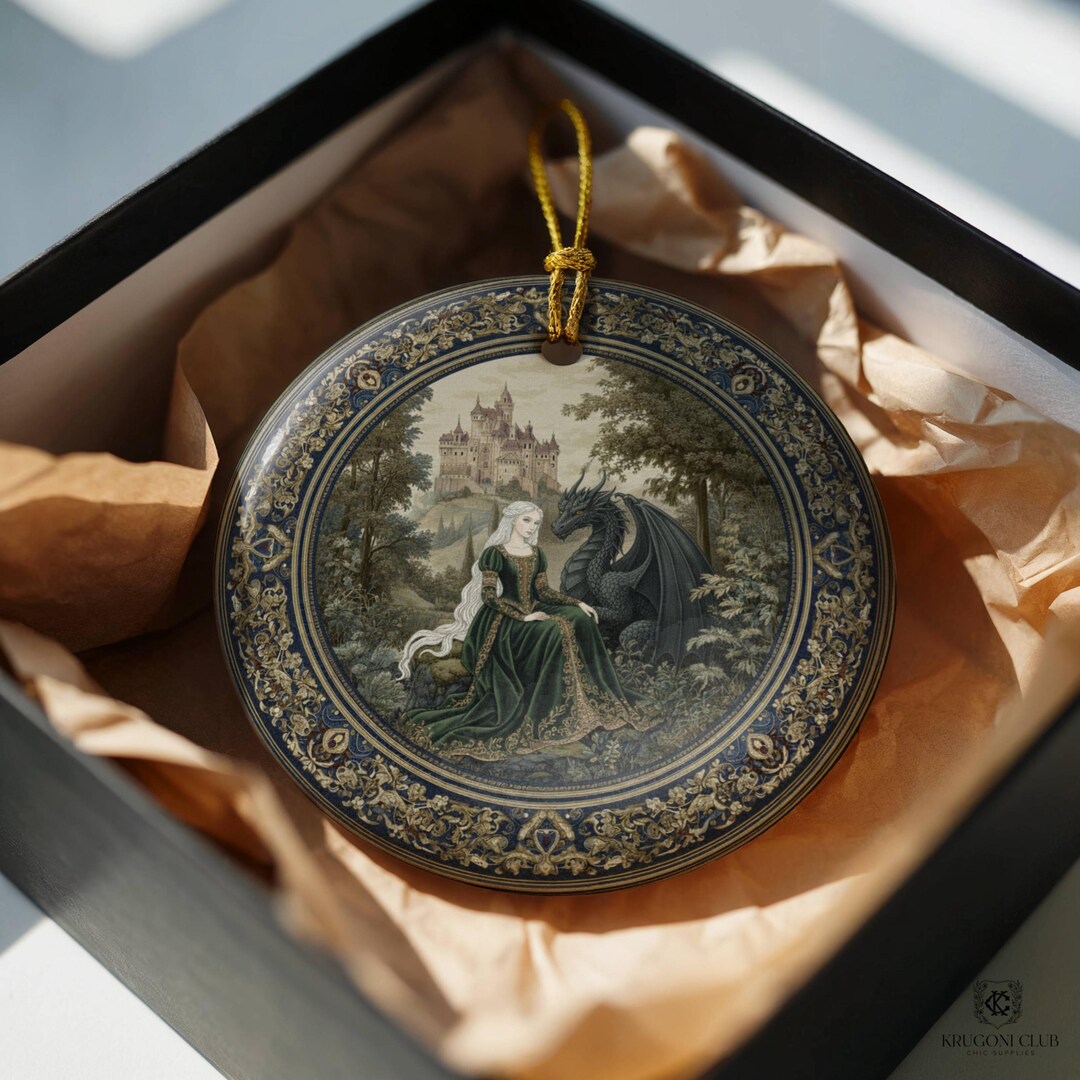 Dragon Ornament – Medieval Forest Christmas Gift for Fantasy Book ...