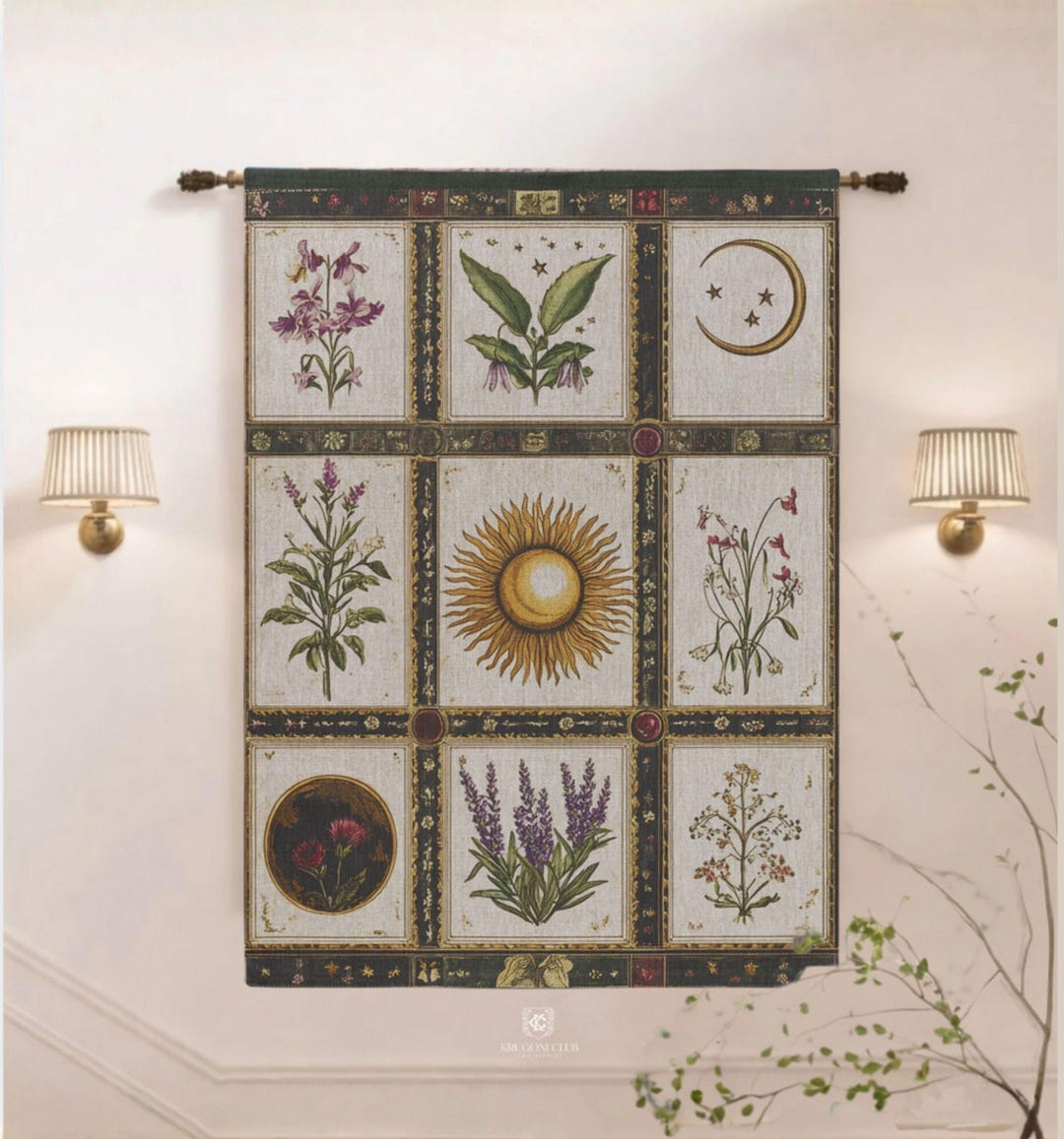 Vintage Botanical Woven Tapestry | Spring Home Decor | Witchy Botanical ...