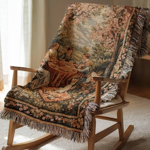 French Tapestry Woven Wall Hanging Verdure Château And Garden French Country Wall Tapestry Vintage Wall Hanging Cotton European Tapestry