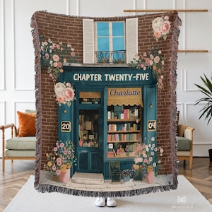 25th Birthday Gift for Her  – Personalized Blanket with Name CHAPTER 25 – Birth Month Flower Keepsake Woven Throw