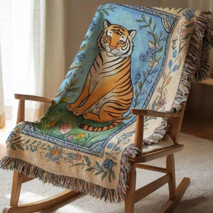 Tiger Rug|Blue Rug|Living Room Carpets|Non-slip Rugs|Washable Rectangle Rug|Area Rug|Housewarming Gift|Dining RoomCarpet| Tarot Tiger Rug