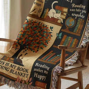 Personalized Reading Bookish Woven Blanket, My Reading Blanket, Book Lover Gifts, Books Reading Blanket, Reading Lover Gift Library Tapestry