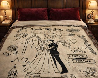 Custom Medieval Woven Blanket Personalized – Romantic Anniversary Gifts, Gothic Fairytale Home Decor