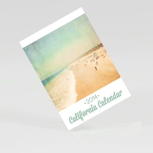 2014 California Calendar - Santa Monica, Desk Calendar, Retro Pop Colour, Month to Month, Beach Decor, Office Decor, Beach Calendar, Ocean