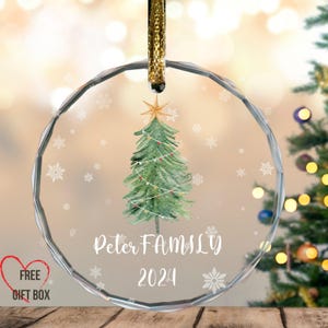 Personalized Family Glass Ornament: Custom Christmas Tree Gift