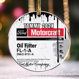 Car Ornament, Ford Performance Ornament, Oil Ornament, Ford MOTORCRAFT Oil Filter Ornament, Gift for Ford lovers Ornament