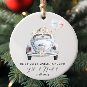 First Christmas Married Ornament I Custom Car First Christmas Married as Mr and Mrs Ornament I Personalized 2023