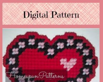 Plastic canvas pdf digital pattern Heart within a heart within a heart magnet ~ refrigerator magnet ~ Pattern only no instructions