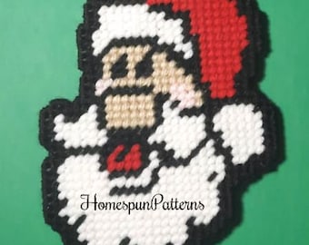 Plastic canvas digital pdf pattern Santa Claus magnet for Christmas decoration gift