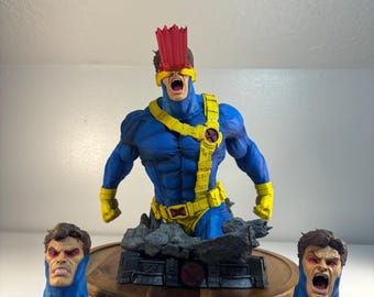 Custom X-men Cyclops Bust with Heads and custom displays - Made to Order