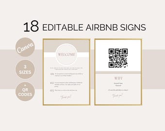 QR-code Airbnb-welkomstbord | Wifi-bord | Airbnb-bord | Airbnb-welkomstbord | Airbnb-welkomstboek | QR-codeteken | Airbnb-borden | Sjabloon