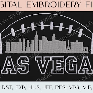 Silueta del estadio de fútbol de Las Vegas: archivo digital de bordado SOLAMENTE (3 tamaños: 10 x 5,04, 6,91 x 3,48, 3,91 x 1,97)