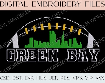 Green Bay Football Skyline - Embroidery Digital Files ONLY | 3 Sizes