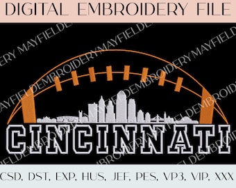 Cincinnati Football Skyline - Digitale Stickdatei NUR (kleine und große Größen)