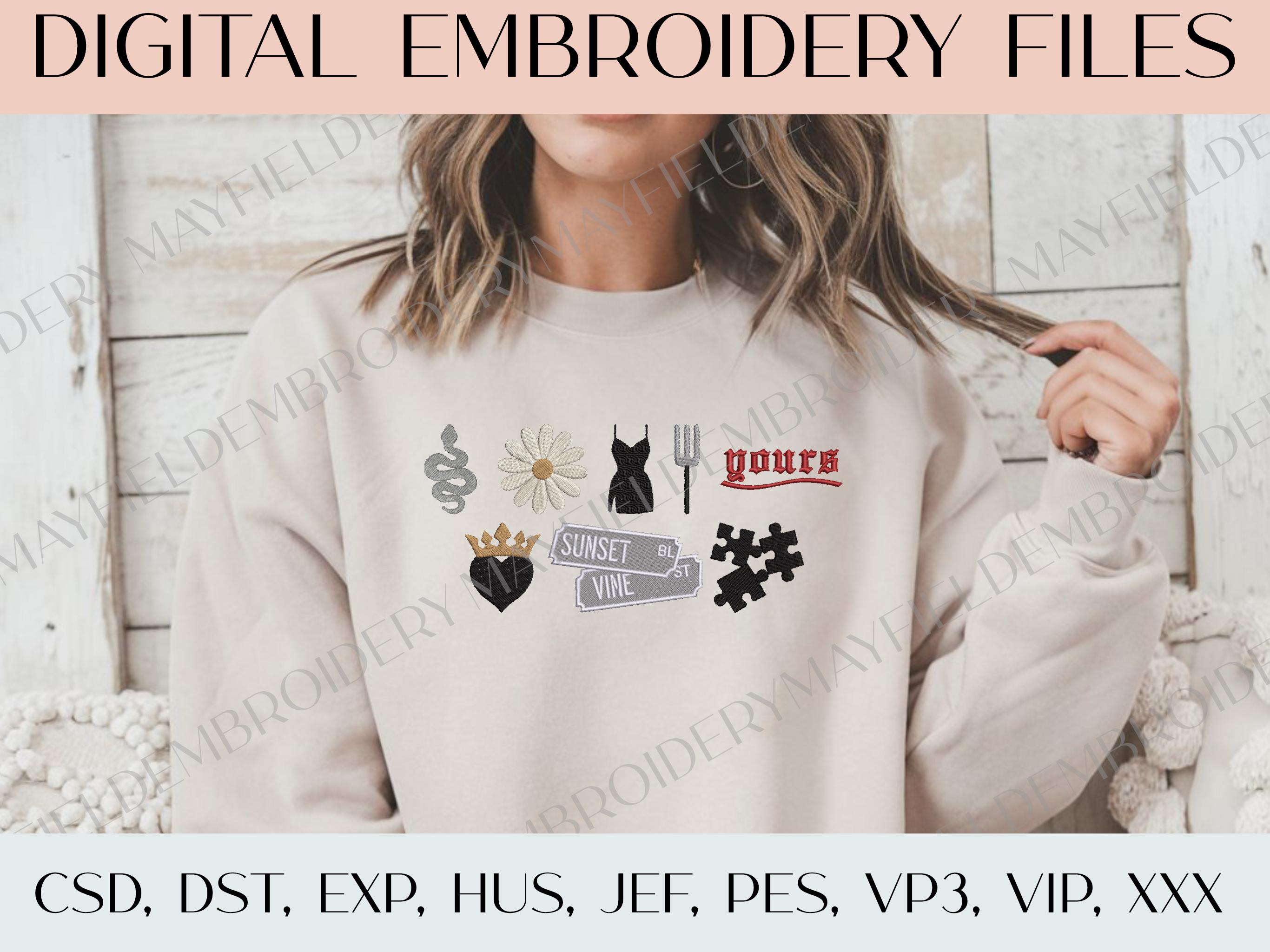 Lot de motifs de broderie Taylor Swift Reputation Era | Fichiers de broderie Machine moderne gothique serpent | Patron de robe esthétique sombre