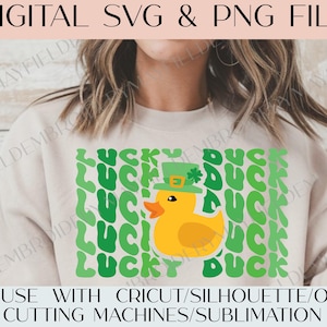 Lucky Duck - Fichier SVG de la Saint-Patrick pour Cricut, Silhouette, CNC, Machines de découpe