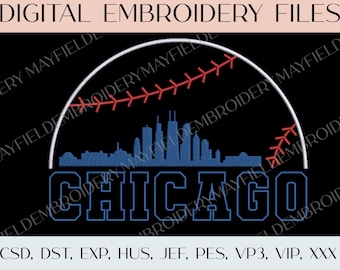 Chicago Baseball Skyline - Embroidery Digital File ONLY (3 Sizes)