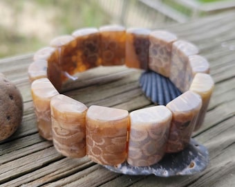 Natural Coral Jade Chrysanthemum Stone Bangle-style Bracelet Mineral Crystal Jewelry